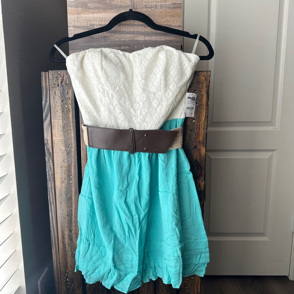 Summer beach fun strapless dress